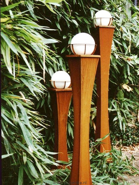 Tuinverlichting roest Milano cortenstaal 70, 90 en 110 cm hoog